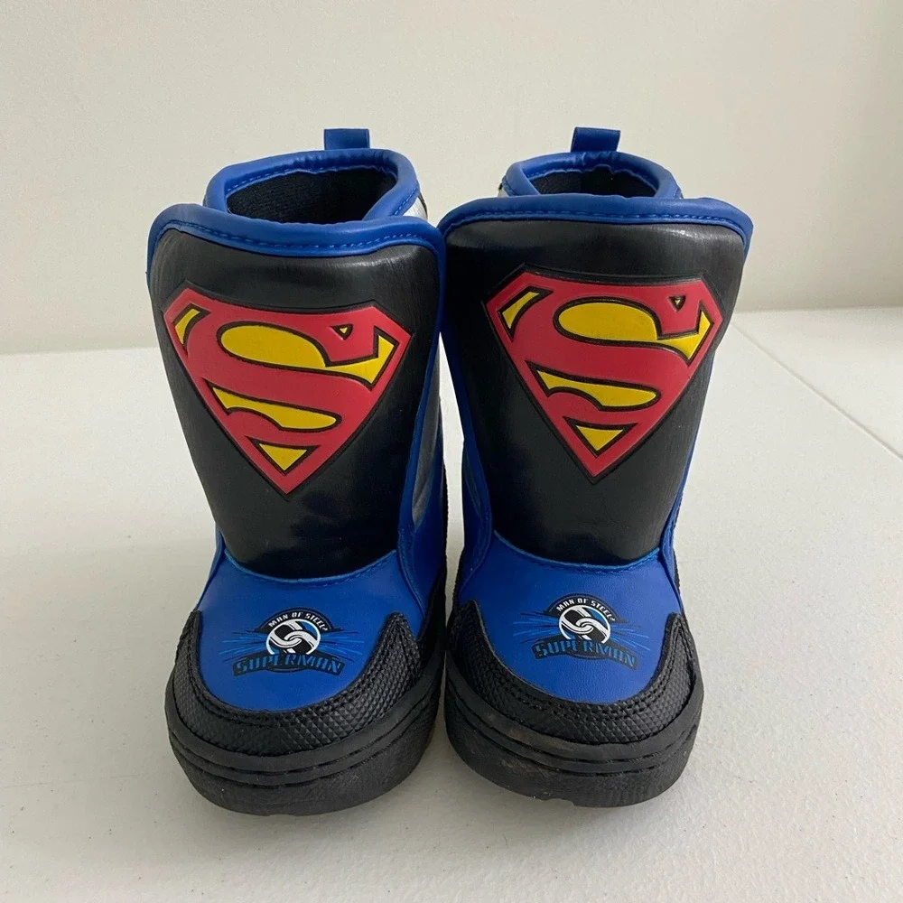 Superman toddler boy's dual hook and loop insulated snow boots winter shoes 5